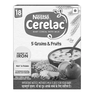 Nestle Cerelac Baby Cereal With Milk 5 Grains & Fruits From 18 to 24 Months