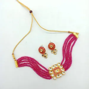 Rani kundan & pearl choker set