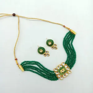 Green pearl kundan choker set