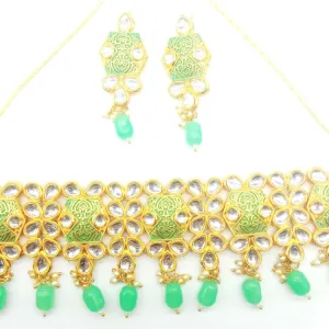 Traditional  Beautiful  Choker Jewellery With Pearl Meenakari Pista Choker Set