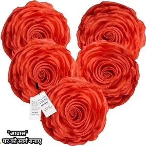 Rose Design Super Satin Round Cushion Covers