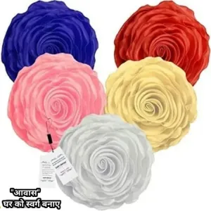 Rose Design Super Satin Round Cushion Covers