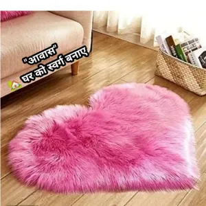 Heart Shape Faux Sheepskin Anti Skid Rug