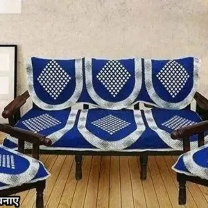 Premium Grey Cotton Acrylic Printed 5 Seater Sofa Cover Set