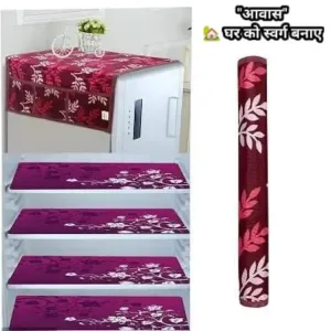 Combo of Fridge Top Cover, Handle Cover and 4 Fridge Mats Set