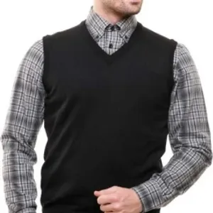 RACHNA CREATIONS Solid V Neck Casual Men Wool Blend Black Sweater