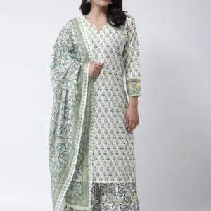 Adyaa women's Rayon sage green kurta and palazzo set