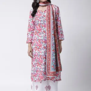 Adyaa women's Rayon pink kurta and palazzo set