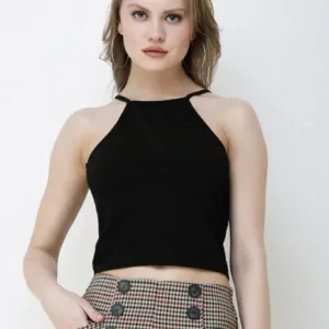 Solid Black halter Neck Top