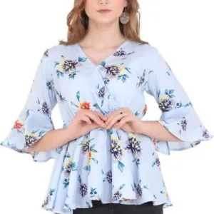 Printed Peplum Crepe tops