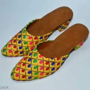 New Fashion  Premium  Printed new design rajasthani trending women heels juttiya mojris (multicolour)