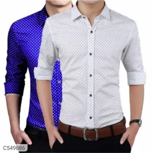 Cotton Blend Printed Slim Fit Shirt ( Buy 1 Get 1 Free )