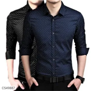 Cotton Blend Printed Slim Fit Shirt ( Buy 1 Get 1 Free )