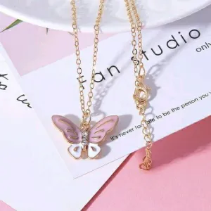 Vivid Valley Pink Butterfly Enamel Pendant