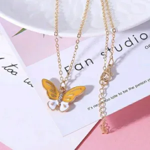 Vivid Valley Yellow Butterfly Enamel Pendant