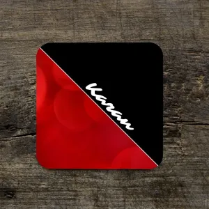 Black/ Red Name Customized Coasters - Set of 4  - Set of 4
