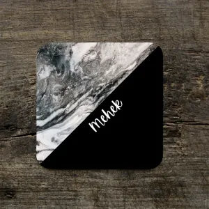 Marble Print Name Customized Coasters - Set of 4