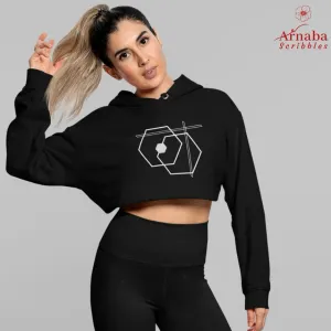 Hexagon 2 Black Crop Top Hoodie