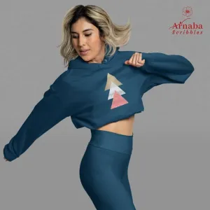 Trine Navy Blue Crop Top Hoodie