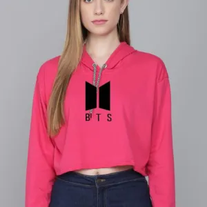 BTS pink crop Hoodie 