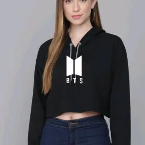 BTS black crop hoodie