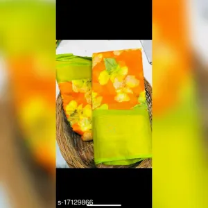 Orange Lenin Cotton Sarees