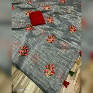 Chanderi Cotton Silk With Zari Strips Sarees