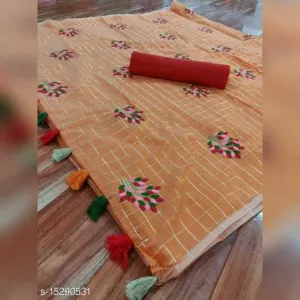 Chanderi Cotton Silk With Zari Strips Sarees