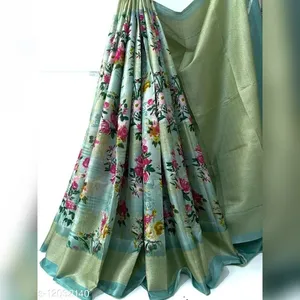 Floral Printed Khadi Blend Saree