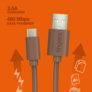 Fingers Type C 3A Fast charging cable brown