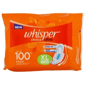 Whisper Choice Ultra Sanitary Napkin with wings XL 6 pads 