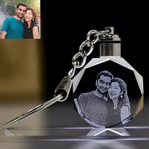 PERSONALIZED DIAMOND SHAPE CRYSTAL KEY CHAIN WITH LED