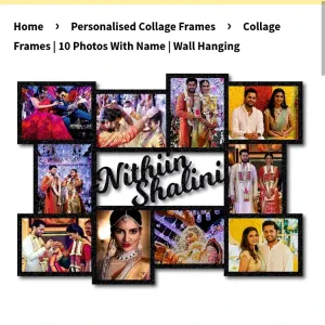 Collage Frames | 10 Photos With Name | Wall Hanging

