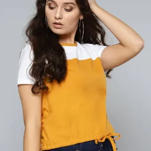 Women Colorblocked Round Neck T-shirt