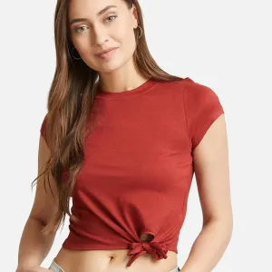 Women Side Knot Fitted Crop Top 