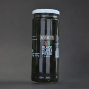 Habit black pitted olives 450gm [NP]