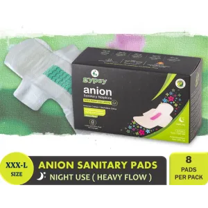 Gypsy Anion Ultra Thin Sanitary Pads with Wings – Ecofriendly , Organic Cotton & Anti-Bacterial - XXXL - 8 Pads Per Pack 