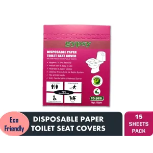 Gypsy Disposable Paper Toilet Seat Covers Travel Pack -15 Sheets | Flushable & Nature Friendly | For Skin Protection In Unhygienic Public Toilets .