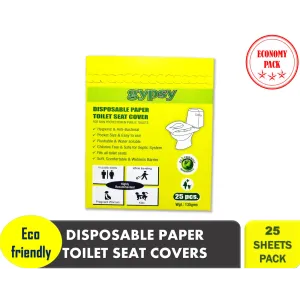 Gypsy Disposable & Flushable Paper Toilet Seat Covers - 25 Sheets Pack