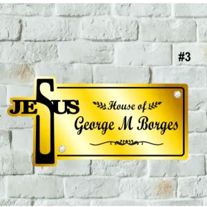 Golden Mirror Customised Home Name Plates (12x6 inch)