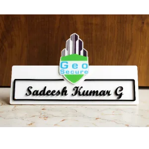 Table Top Name Plate with company logo (8x2.5 inch)