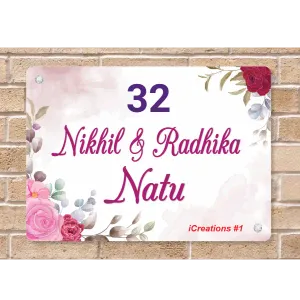 Floral thematic Nameplate on premium glossy Fiberglass (10*14)