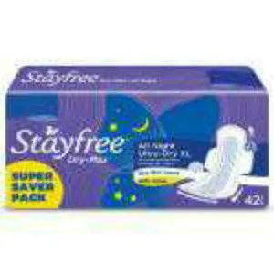 Stayfree All Night Ultra-Dry Max Sanitary Napkin with Wings (XL) 42 pc