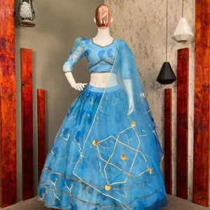 Printed Organza Lehenga