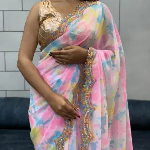 Shibori Printed Georgette Sarees 