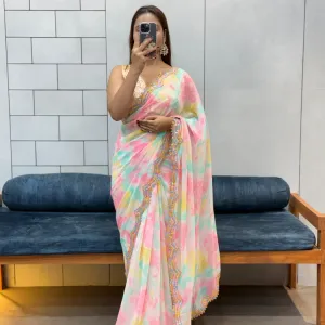 Shibori Printed Georgette Sarees 