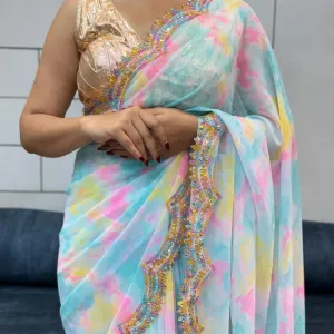 Shibori Printed Georgette Sarees 