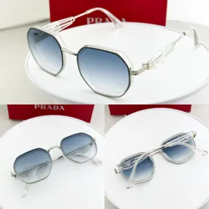 Prada Silver Blue Sunglasses 