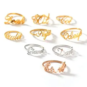 Gold Plated Customized Name Ring