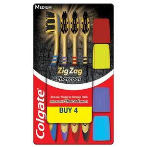 Colgate zig zag charcoal toothbrush (medium) 4pcs